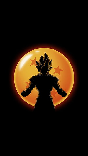 Dragon Ball Z Goku Silhouette With Four-Star Dragon Ball Background HD phone wallpaper