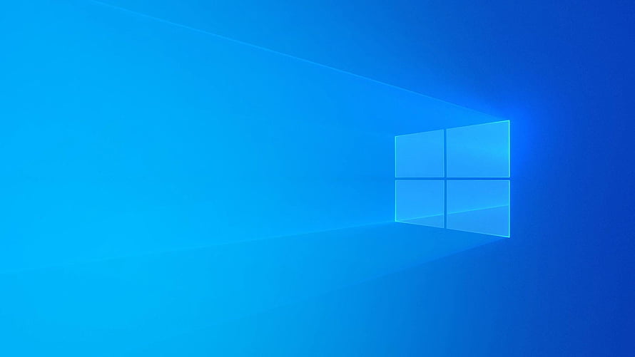 Windows 10 Default Blue Light Theme with Glowing Window Logo on Gradient Background HD wallpaper