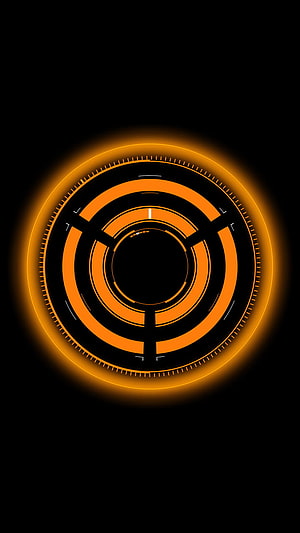 Futuristic Orange Circular HUD Interface Design on Black Background HD phone wallpaper