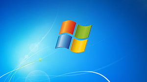 Windows 7 Default Desktop Wallpaper with Colorful Logo and Blue Background HD wallpaper