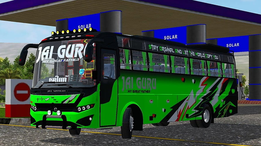 Green Jai Guru Bus Skin for Indian Bus Simulator Game HD wallpaper