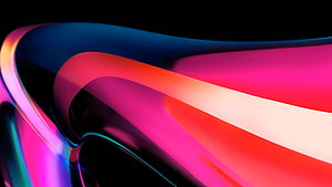 Vibrant Abstract 3D Ribbon Wallpaper with Neon Pink and Blue Gradients on Black Background HD wallpaper