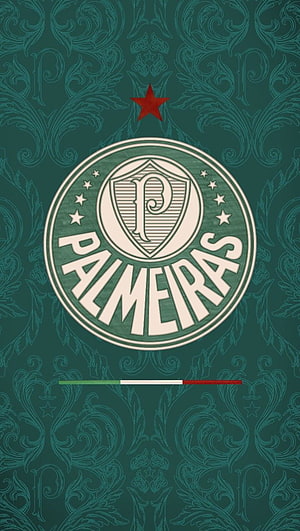Palmeiras Football Club Logo on Vintage Green Patterned Background HD phone wallpaper