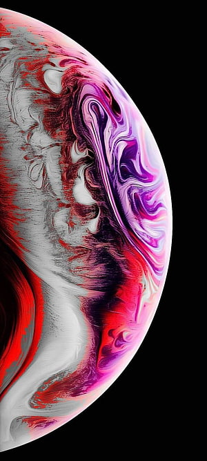 Abstract Swirling Planet Wallpaper with Pink, Purple, and Red Fluid Patterns on Black Background HD phone wallpaper