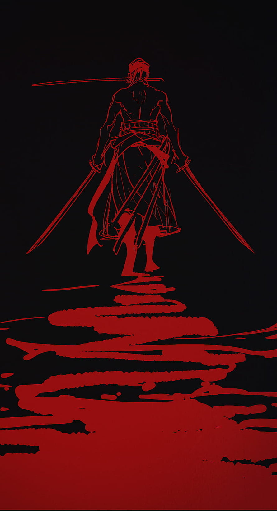 Roronoa Zoro Red and Black Minimalist Line Art Anime Wallpaper HD phone wallpaper