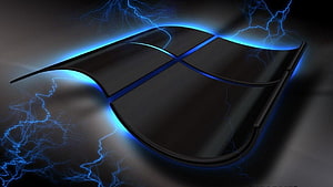 Dark Windows Logo with Blue Lightning and Electric Energy Effects HD wallpaper