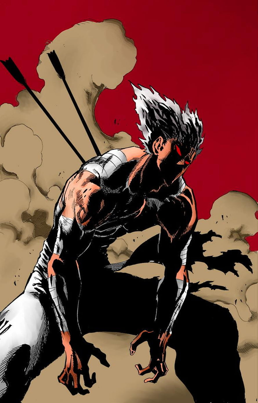 Saitama in Black Suit from One Punch Man Anime Wallpaper, colored garou, garou one punch man HD phone wallpaper