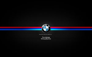 BMW M Power Emblem with Racing Stripes on Black Background HD wallpaper