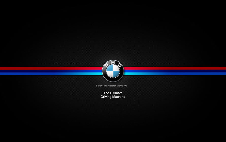 BMW M Power Emblem with Racing Stripes on Black Background HD wallpaper