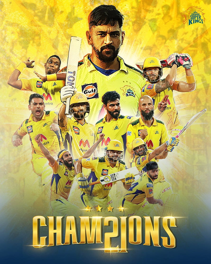 Chennai Super Kings Champions 2024 Cricket Team Celebration Wallpaper HD phone wallpaper