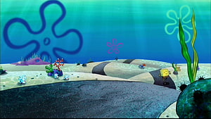 SpongeBob SquarePants Underwater Ocean Scene with Sandy Bottom and Sea Life HD wallpaper