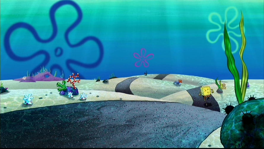 SpongeBob SquarePants Underwater Ocean Scene with Sandy Bottom and Sea Life HD wallpaper