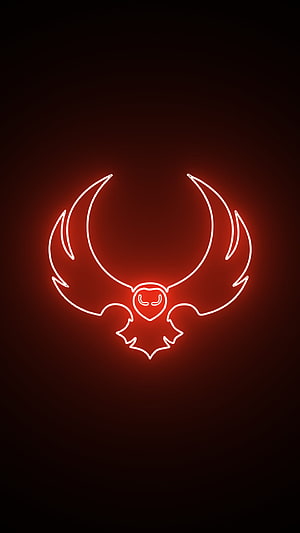 Glowing Red Neon Bull Horn Emblem on Dark Background HD phone wallpaper