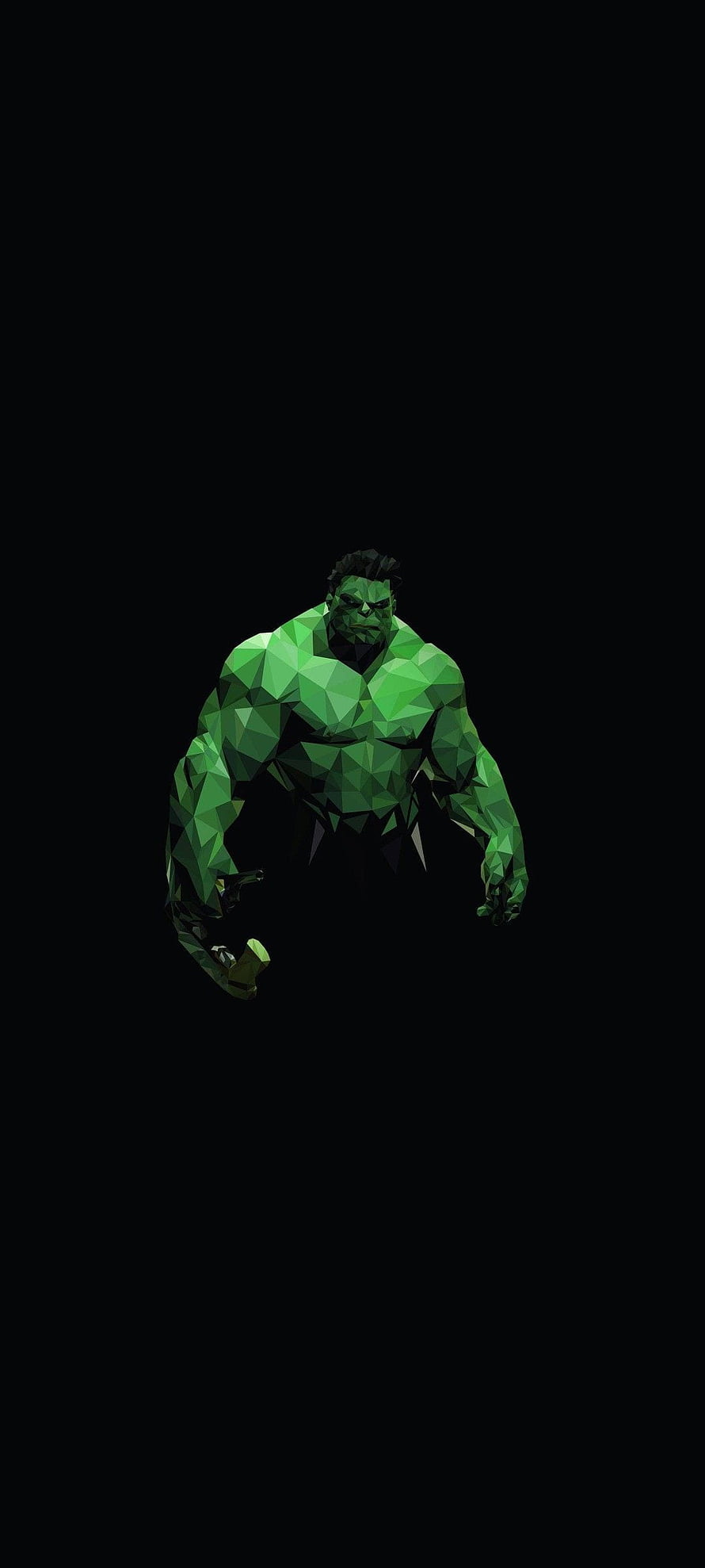 Hulk Low Poly Geometric Figure on Black Background HD phone wallpaper