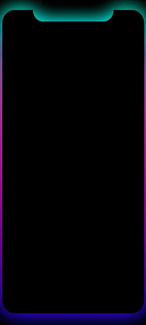 Minimalist AMOLED Black Wallpaper with Vibrant Neon Gradient Border and Notch Cutout HD phone wallpaper