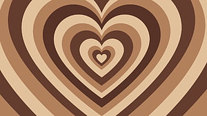 Concentric Heart Pattern in Warm Earth Tones, Minimalist Retro Aesthetic Design HD wallpaper
