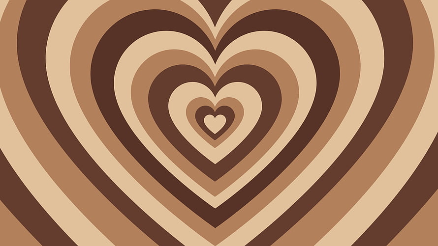 Concentric Heart Pattern in Warm Earth Tones, Minimalist Retro Aesthetic Design HD wallpaper