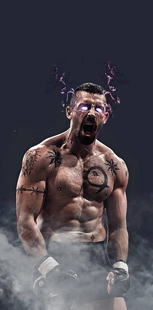 Yuri Boyka Dark Fantasy Portrait with Glowing Eyes and Smoke HD phone wallpaper