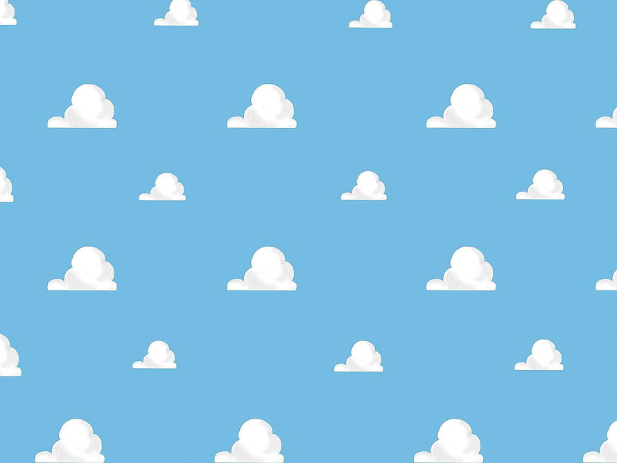 Cute Cartoon Clouds Pattern on Blue Sky Background HD wallpaper
