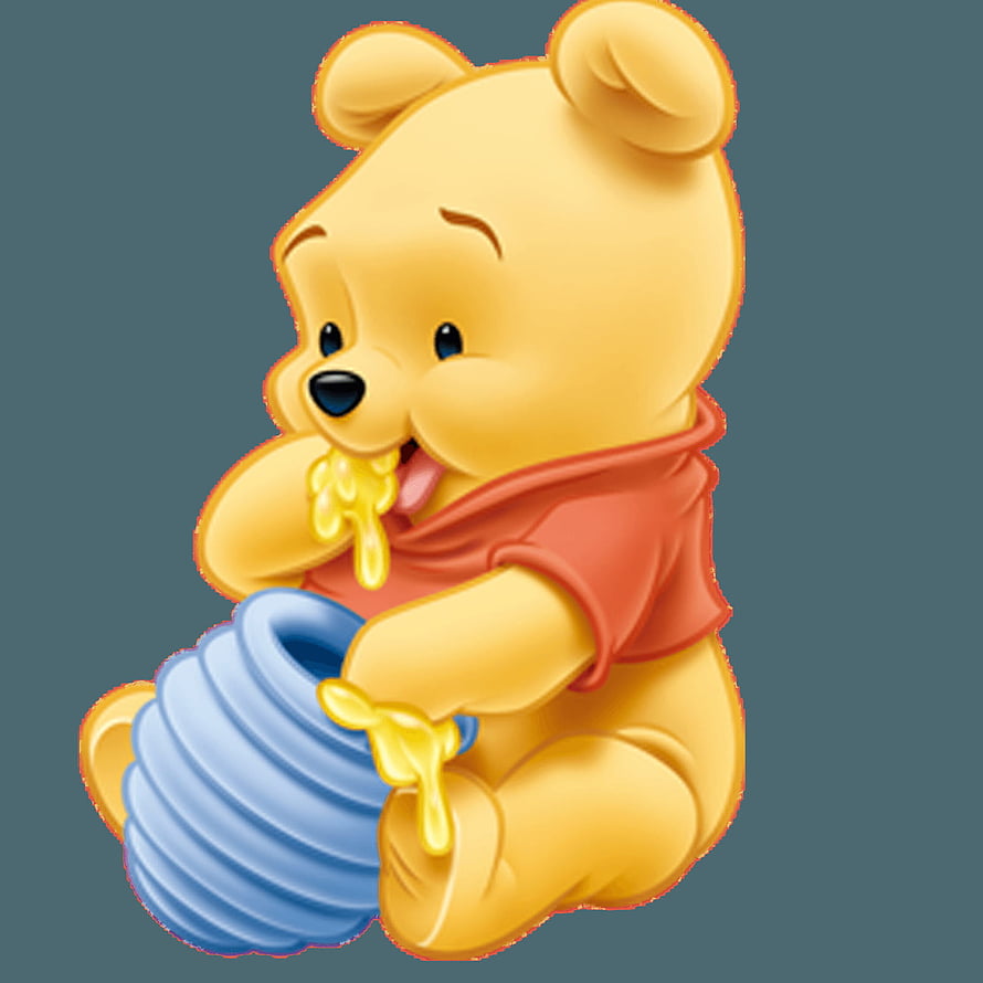 Winnie the Pooh Eating Honey from a Blue Pot HD phone wallpaper