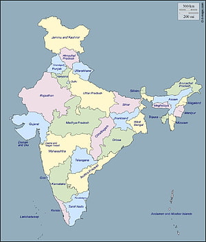 Political Map of India Showing All States and Union Territories with Borders HD phone wallpaper