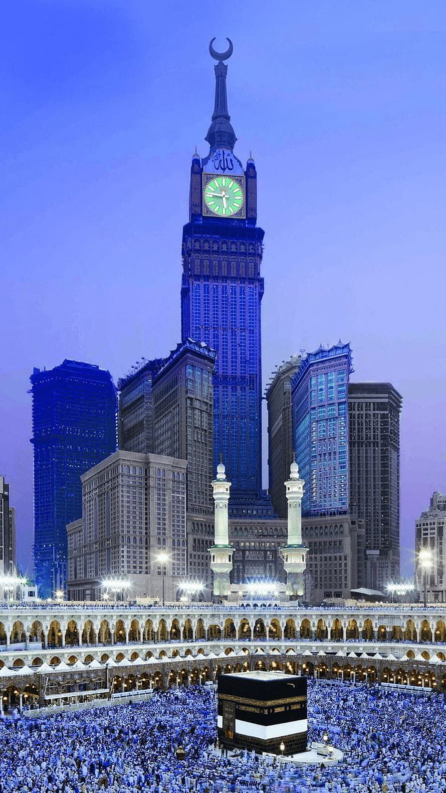 Majestic Kaaba and Makkah Royal Clock Tower at Twilight HD phone wallpaper