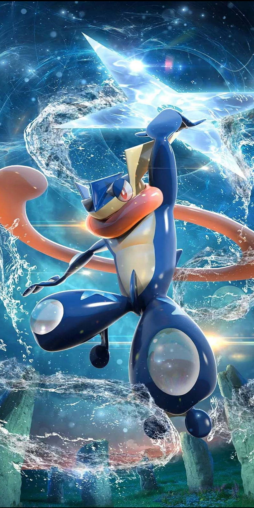 Dynamic Gym Leader Character Leaping Through Water Splash and Ice Crystals HD phone wallpaper