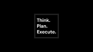 Minimalist Black Motivational Quote with Think Plan Execute Text in White Typography HD wallpaper