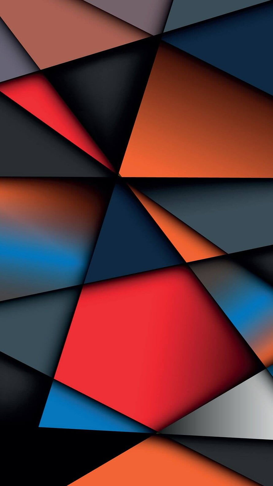 Abstract Geometric Triangles in Warm and Cool Tones with Layered Depth HD phone wallpaper