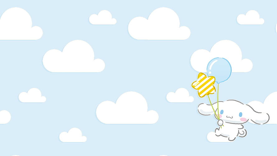 Cute Cinnamoroll Floating in the Sky with Balloons and Clouds HD wallpaper