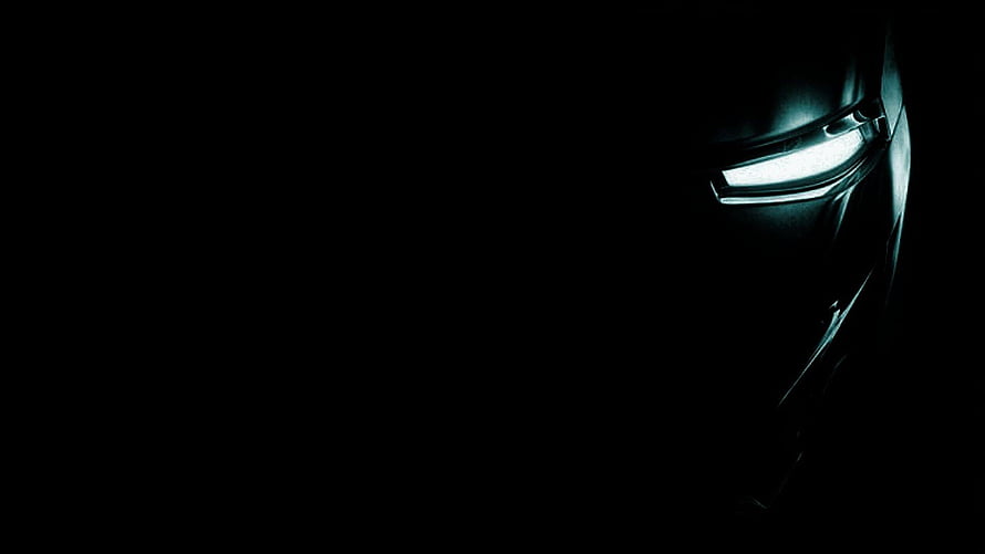 Dark Iron Man Helmet Close-Up With Glowing Eyes, iron man black pc, #Iron Man Black HD wallpaper