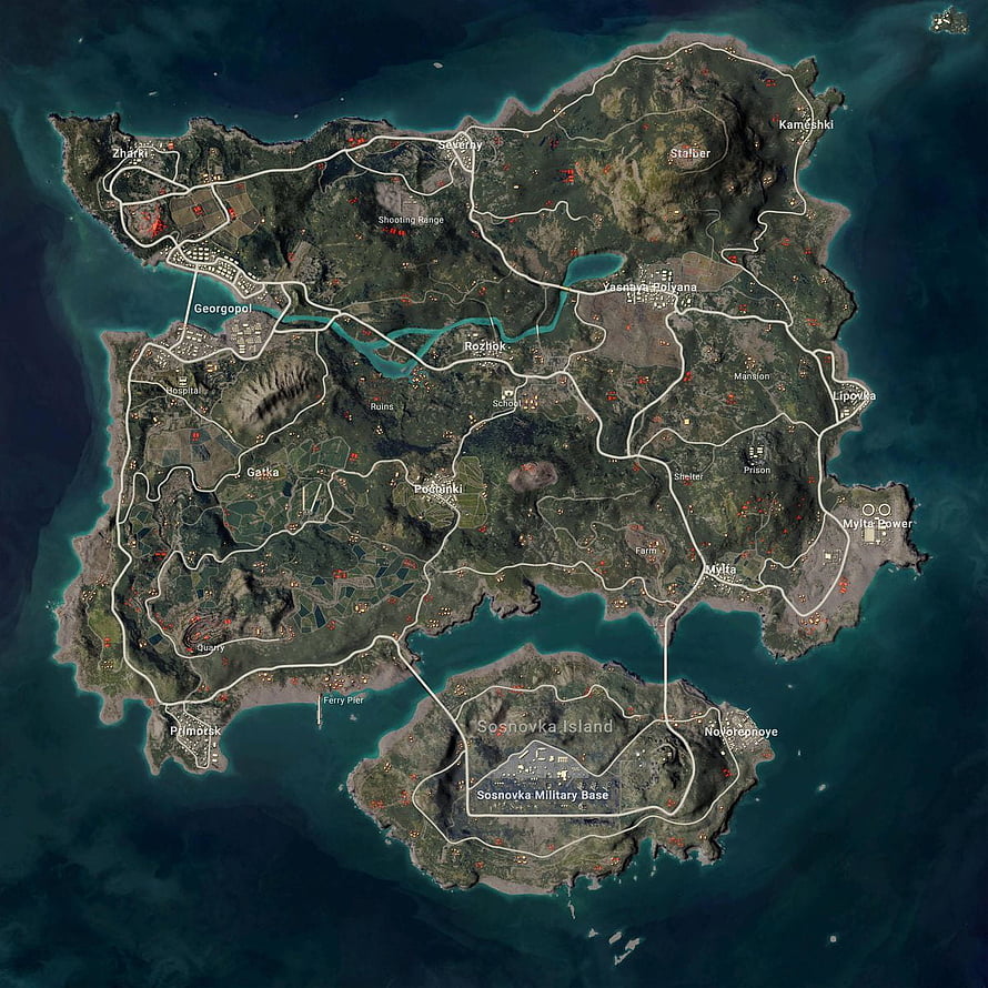 Escape from Tarkov full map overview showing all locations, roads, and points of interest for navigation HD phone wallpaper