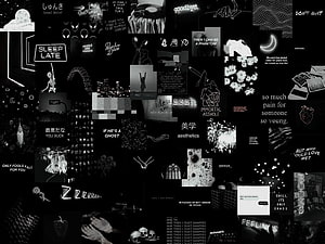 Dark Aesthetic Collage Wallpaper With Edgy Quotes, Skulls, And Grunge Elements HD wallpaper