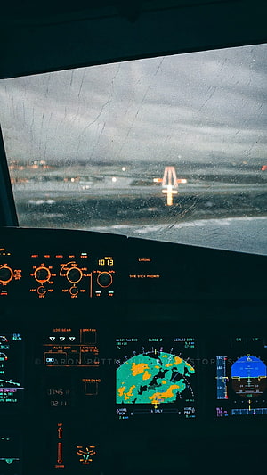 Airbus A320 Cockpit View During Night Landing Approach HD phone wallpaper