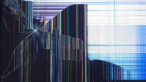 Abstract Digital Glitch Art With Colorful Vertical Lines And Distorted Screen Effects HD wallpaper