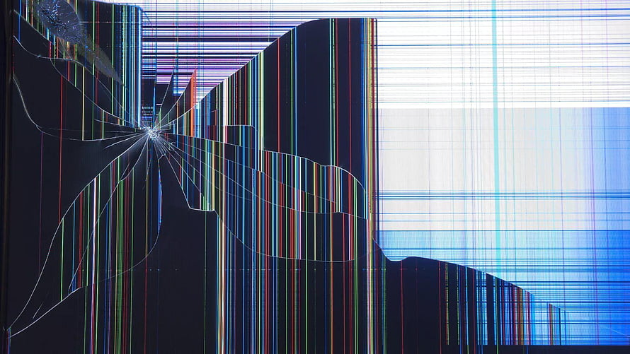 Abstract Digital Glitch Art With Colorful Vertical Lines And Distorted Screen Effects HD wallpaper