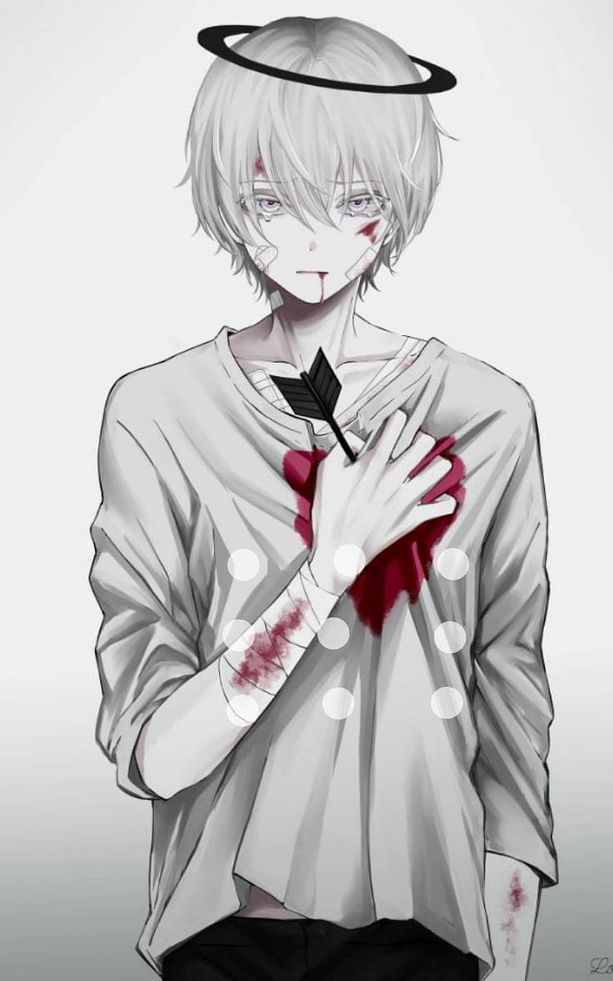 Anime Boy With Halo And Arrow Through Chest HD phone wallpaper