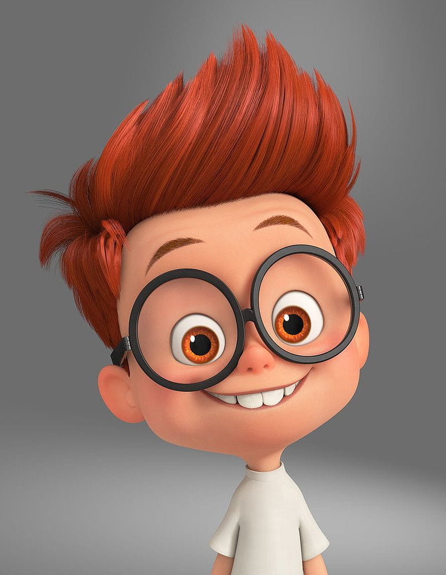3D Rendered Boy Character with Red Hair and Round Glasses HD phone wallpaper