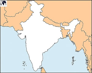 Blank Political Map of India with Neighboring Countries Outlined for Educational Use HD wallpaper