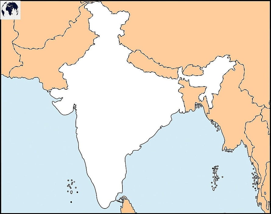 Blank Political Map of India with Neighboring Countries Outlined for Educational Use HD wallpaper