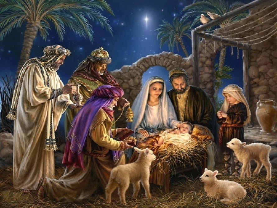 Traditional Nativity Scene with Three Wise Men, Mary, Joseph, and Baby Jesus in Manger, Jesus Birth . 61 jesus birth on, jesus born HD wallpaper