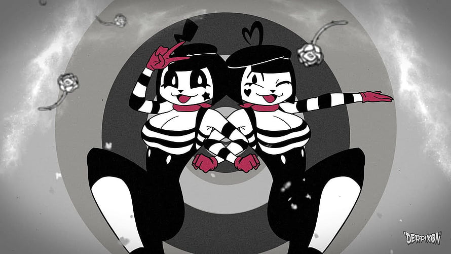 Mime and Dash in Black and White Striped Outfits with Red Gloves HD wallpaper