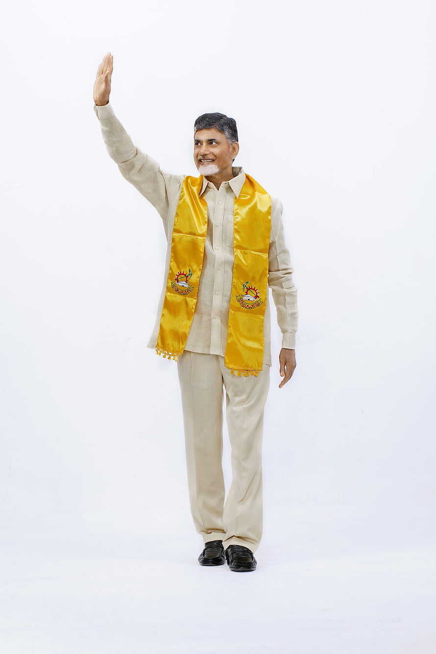 Indian Politician Waving in Beige Suit with Yellow Sash HD phone wallpaper