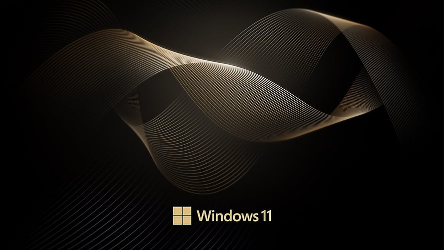 Windows 11 Gold Wave Abstract Wallpaper HD wallpaper