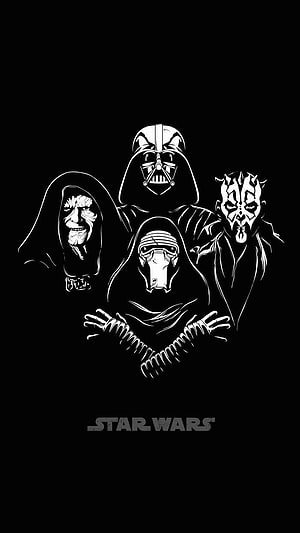 Star Wars Sith Lords Black and White Line Art Illustration HD phone wallpaper