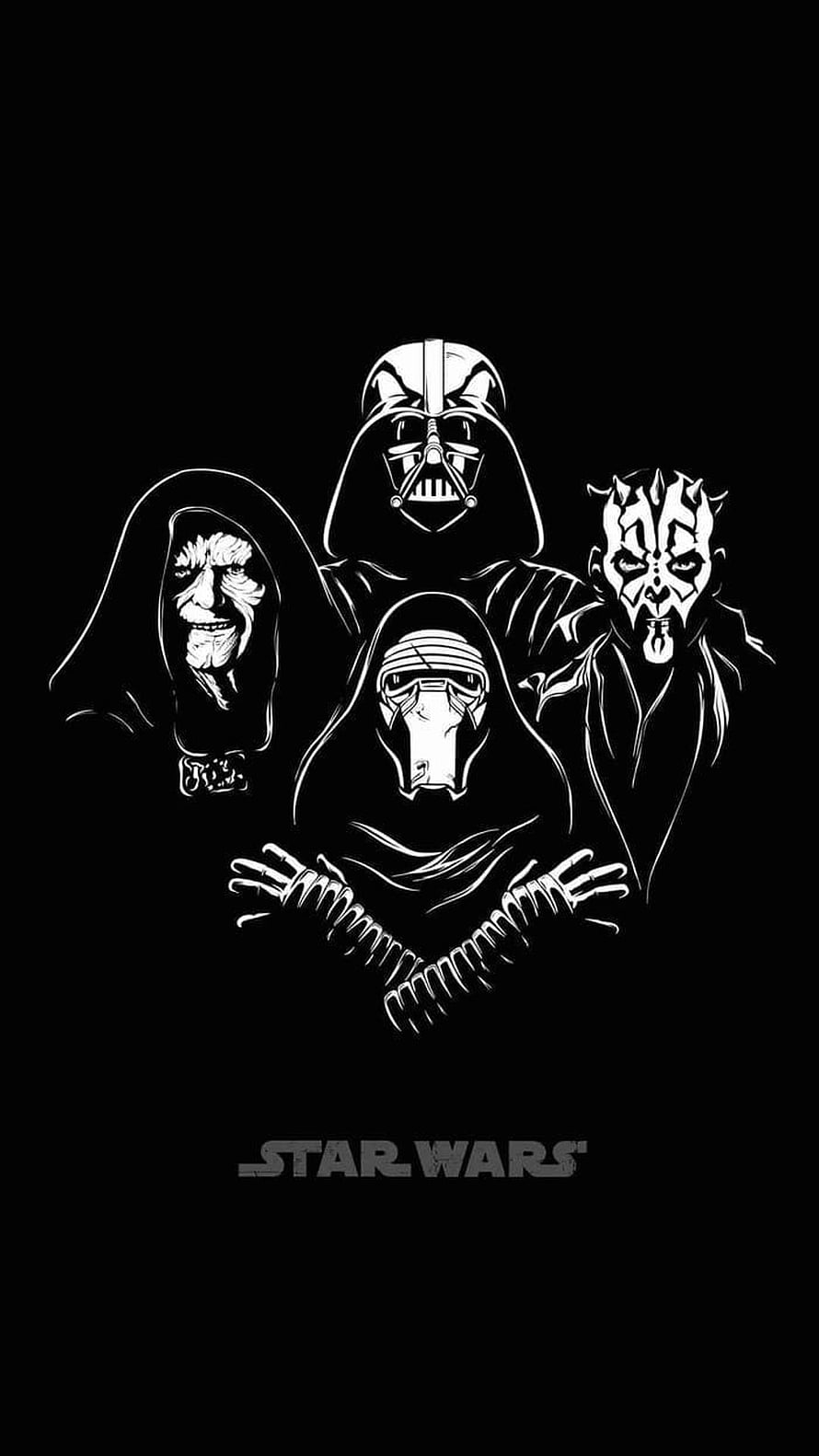 Star Wars Sith Lords Black and White Line Art Illustration HD phone wallpaper