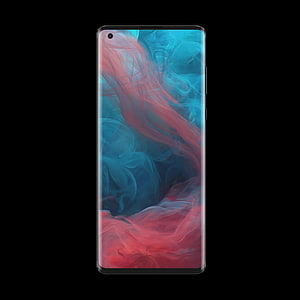Motorola Edge+ Smartphone with Swirling Red and Blue Smoke Display on Black Background HD phone wallpaper