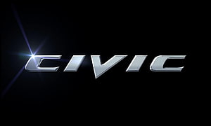 Sleek Honda Civic Emblem with Chrome Lettering and Lens Flare on Black Background HD wallpaper