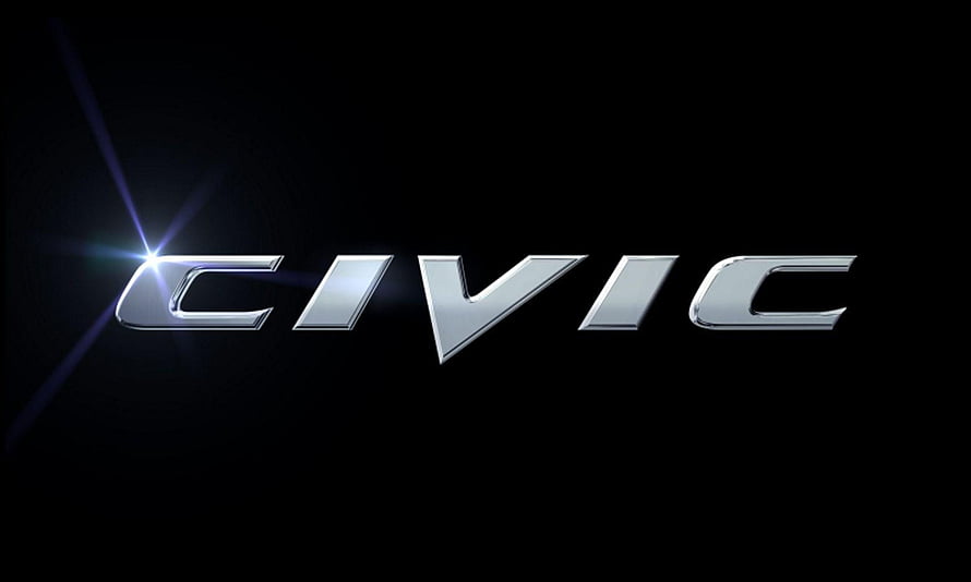 Sleek Honda Civic Emblem with Chrome Lettering and Lens Flare on Black Background HD wallpaper