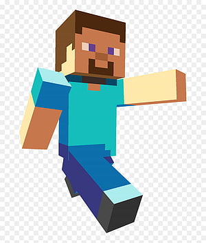 Steve from Minecraft in a Dynamic Running Pose with Blue Shirt and Jeans HD phone wallpaper